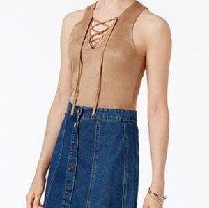 Faux suede body suit
